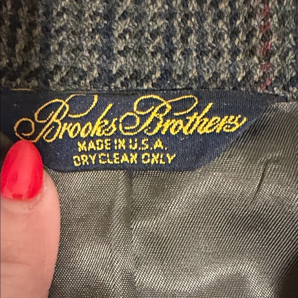 Brooks Brothers Mens Wool Silk Lined Gray Plaid Blazer 42R Office Business